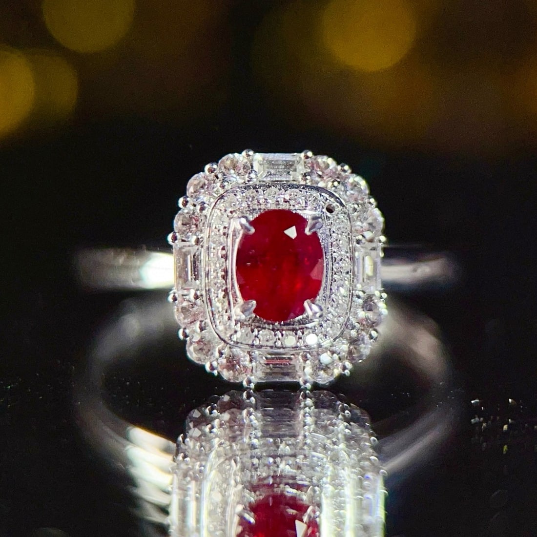 14k Gold 0.55 Ct Natural Ruby & Diamond & Sapphire Ring: Ref:231040366 // gold content:14k gold // ring size:7. 25us // // main gemstone:ruby // shape:oval // carat weight:0. 55ct // color:red // treatment:natural // // adjacent gemstone 2 : diamond //