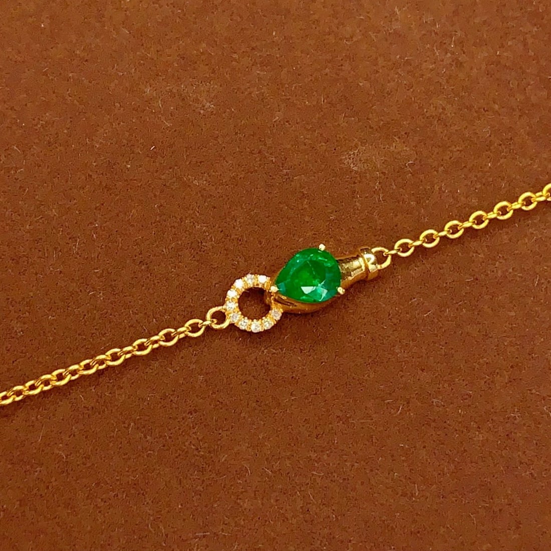 14k Gold 0.45 Ct Vivid Green Natural Emerald & Diamond Bracelet - 6