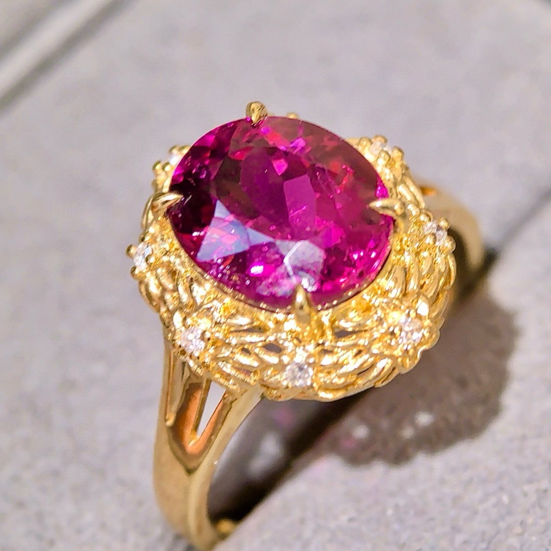 14k Gold 3.47 Ctw Natural Tourmaline & Diamond Ring - 3