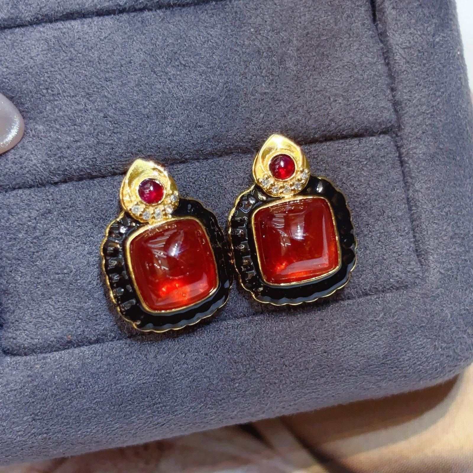 14k Gold 6.5 Ct Natural Spessartine & Diamond Earrings - 3