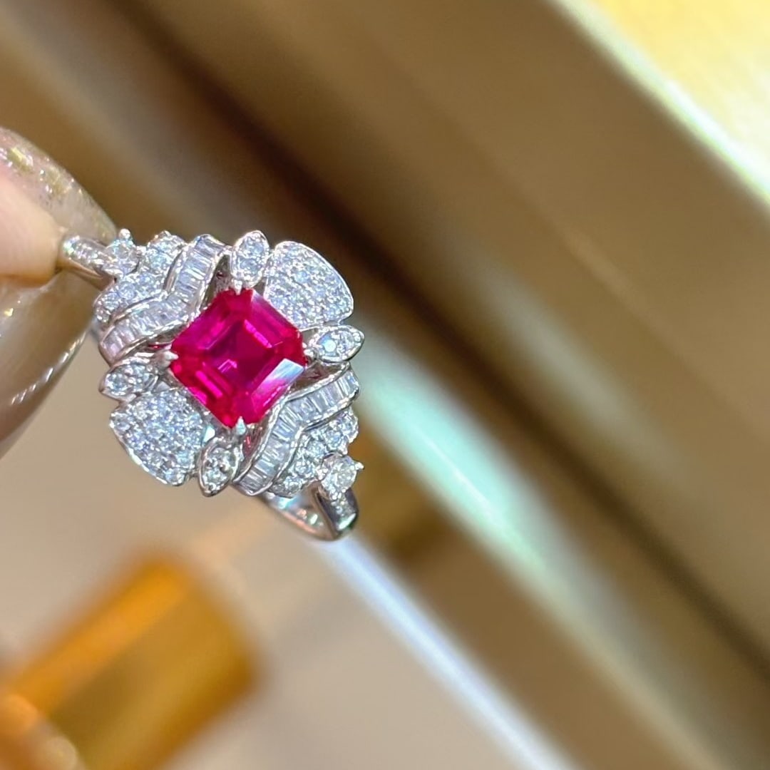 14k Gold 0.66 Ct Natural Ruby & Diamond Ring - 4