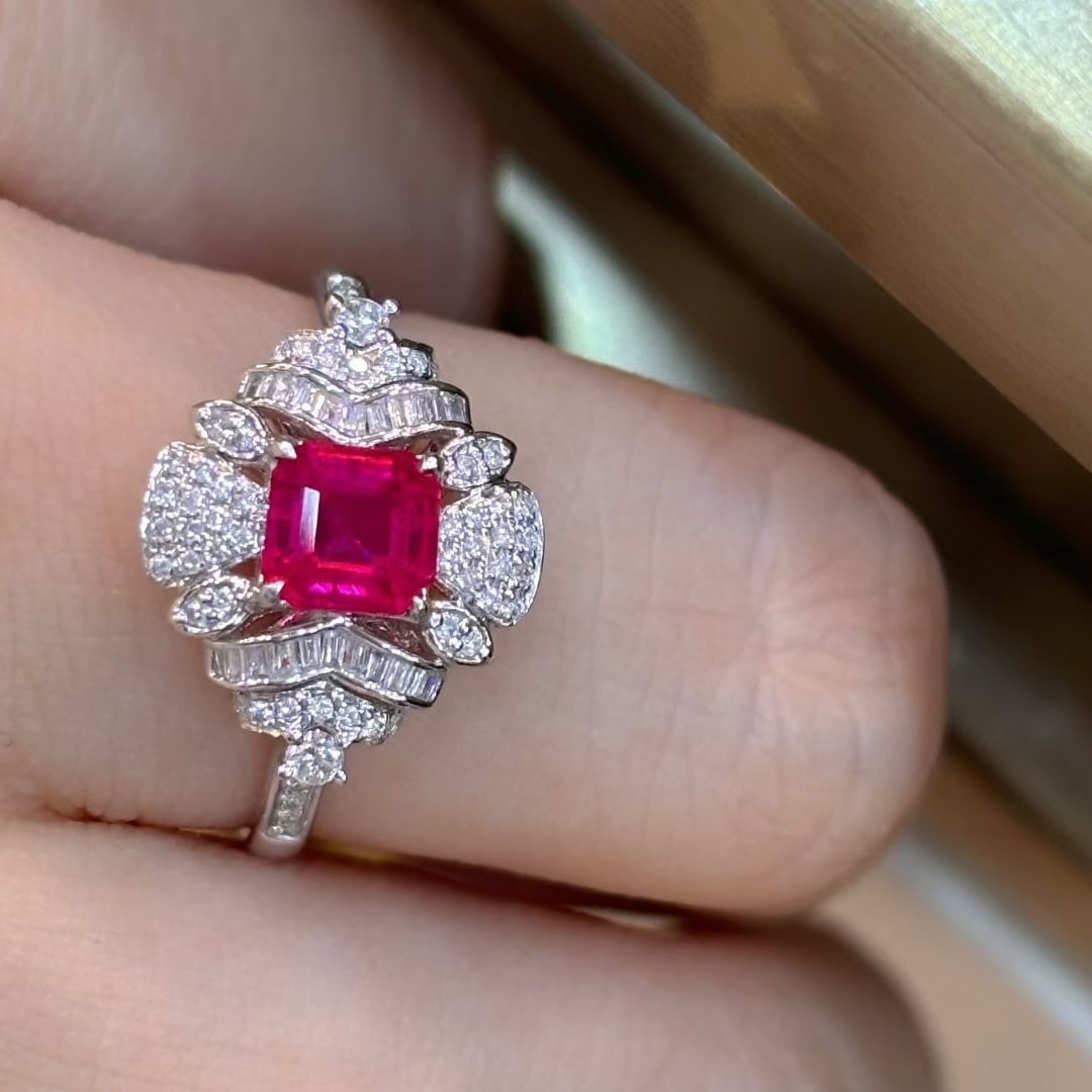 14k Gold 0.66 Ct Natural Ruby & Diamond Ring - 6