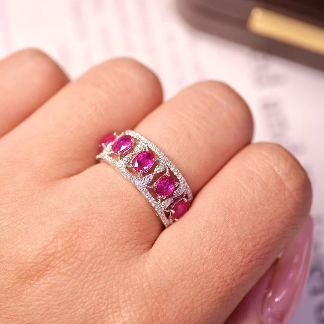 14k Gold 1.5 Ct Natural Ruby & Diamond Ring - 3