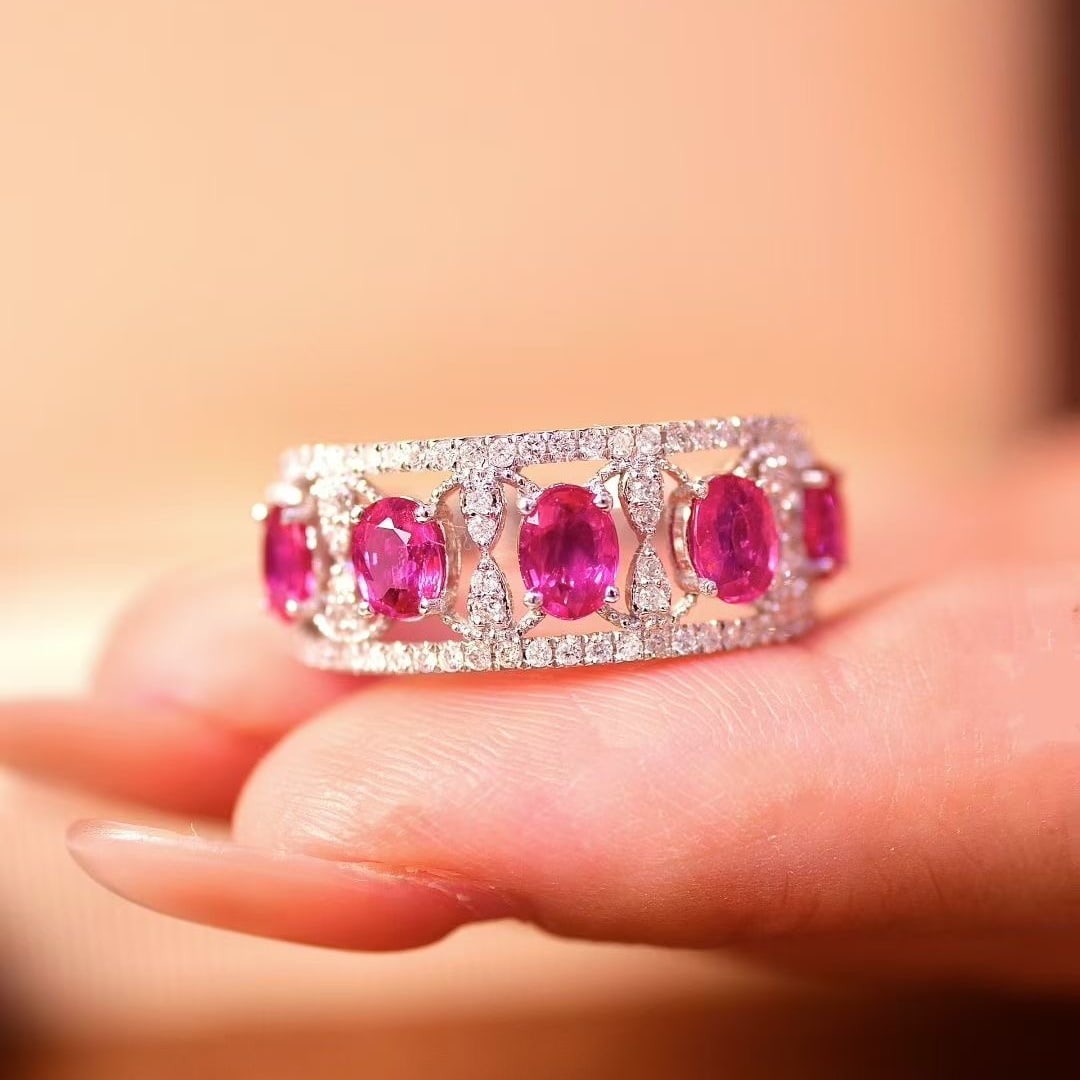 14k Gold 1.5 Ct Natural Ruby & Diamond Ring - 4