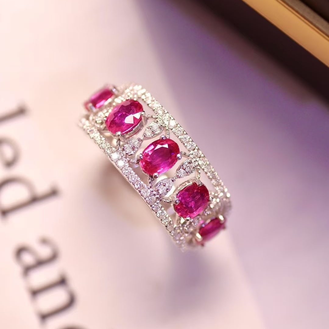 14k Gold 1.5 Ct Natural Ruby & Diamond Ring - 6
