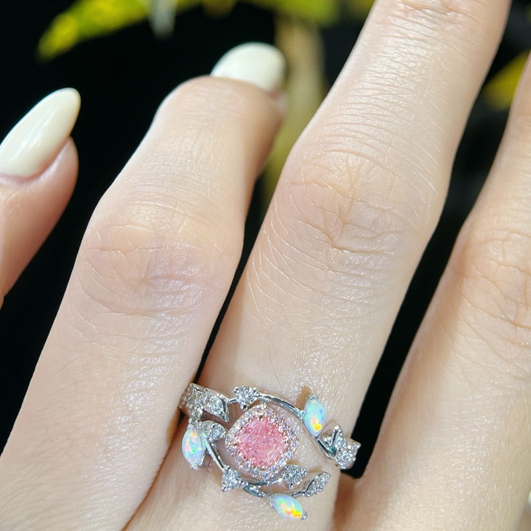 14k Gold 0.70 Ctw Natural Pink Diamond & Diamond Ring - 5