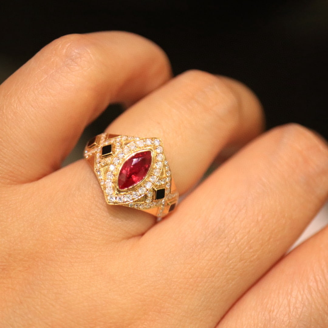 14k Gold 1.41 Ctw Natural Ruby & Diamond Ring - 3