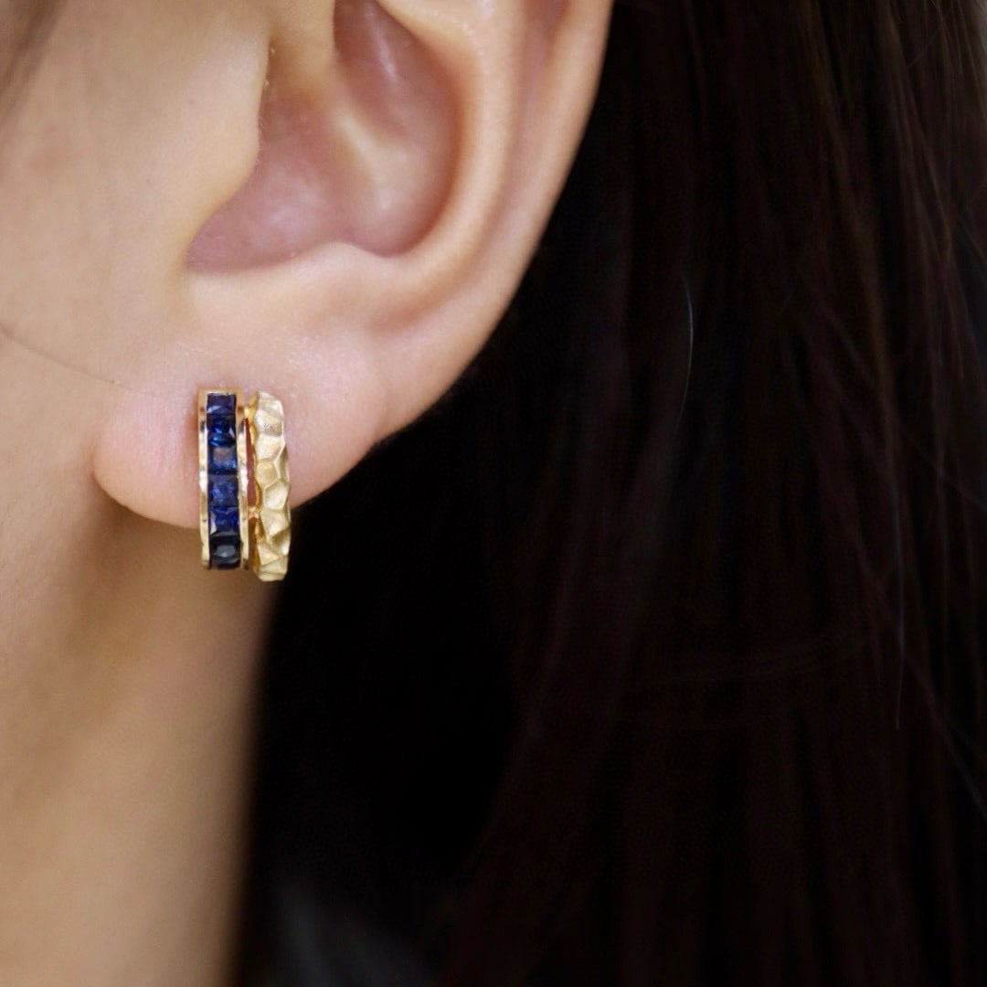 14k Gold 2.51 Ct Natural Sapphire Earrings - 2