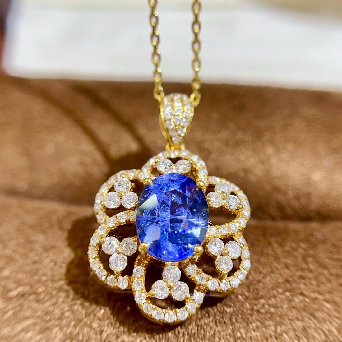 14k Gold 2.66 Ctw Natural Sapphire & Diamond Pendant( Without Chain ) - 5