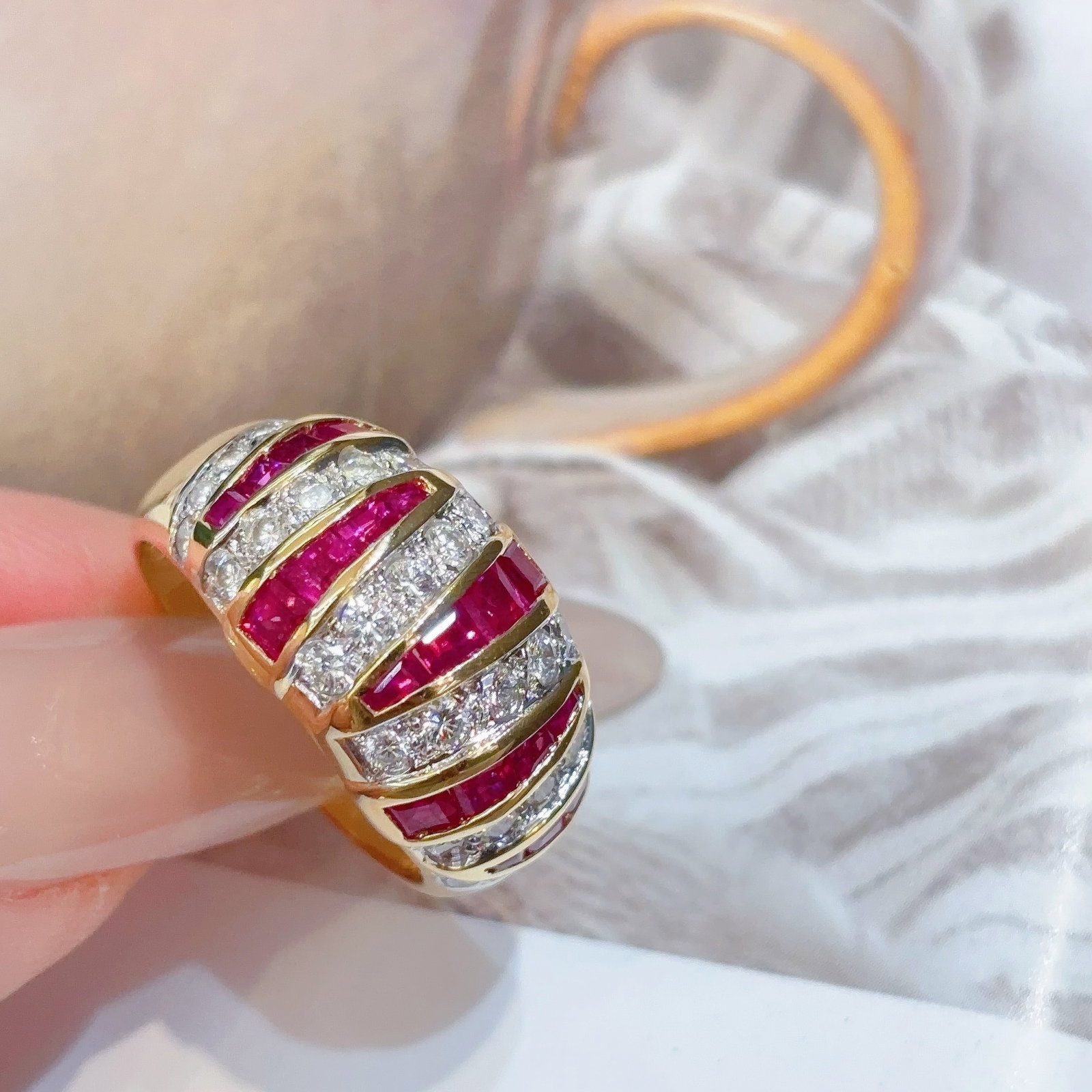 14k Gold 3.01 Ctw Natural Ruby & Diamond Ring - 2