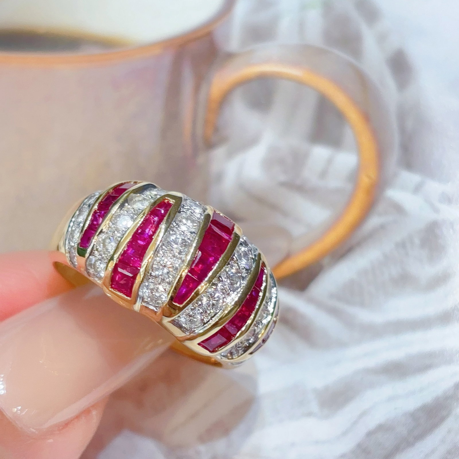 14k Gold 3.01 Ctw Natural Ruby & Diamond Ring - 5