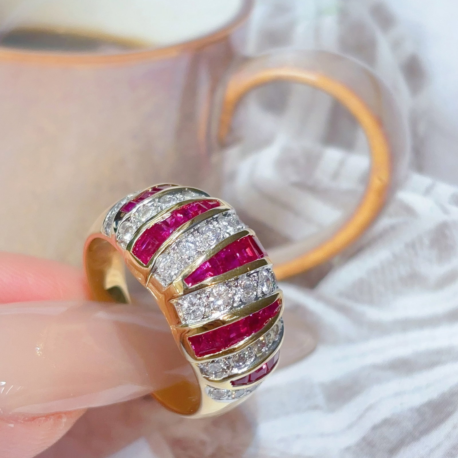 14k Gold 3.01 Ctw Natural Ruby & Diamond Ring - 6