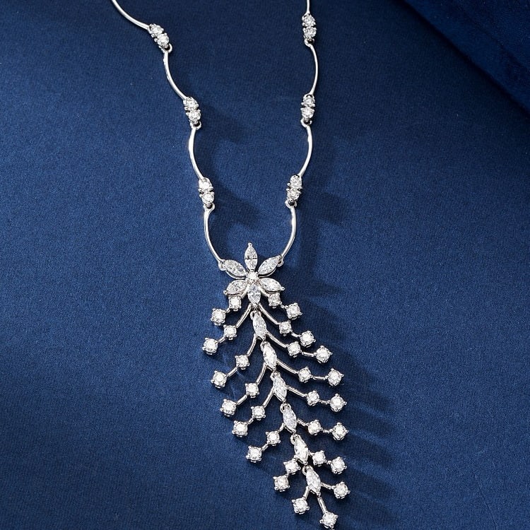 14k Gold 3.44 Ctw Natural H Diamond Necklace - 2