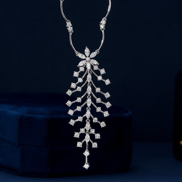 14k Gold 3.44 Ctw Natural H Diamond Necklace - 4