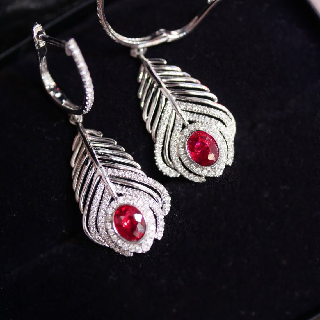 14k Gold 0.75 Ct Natural Ruby & Diamond Earrings - 3