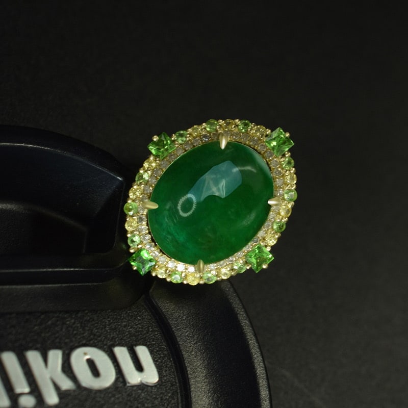 14k Gold 8.88 Ctw Natural Emerald & Diamond Ring - 3