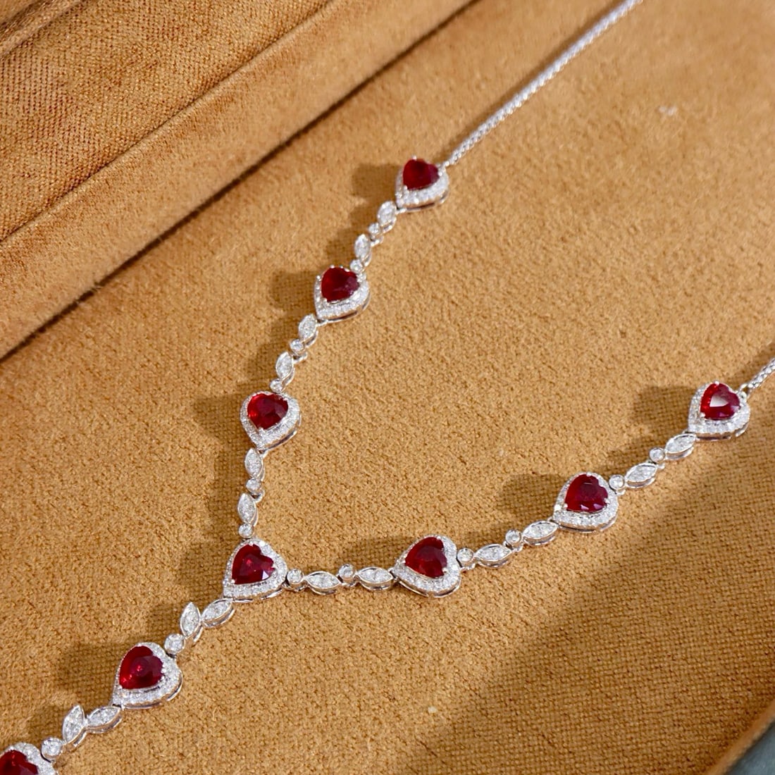 14k Gold 4.56 Ctw Vivid Red Natural Ruby & Diamond Necklace - 2