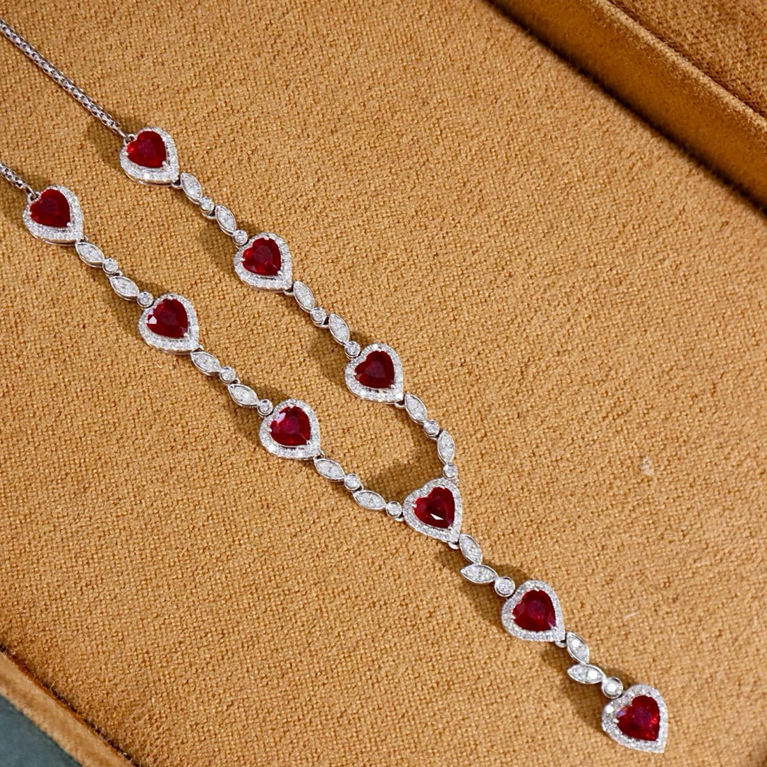 14k Gold 4.56 Ctw Vivid Red Natural Ruby & Diamond Necklace - 3