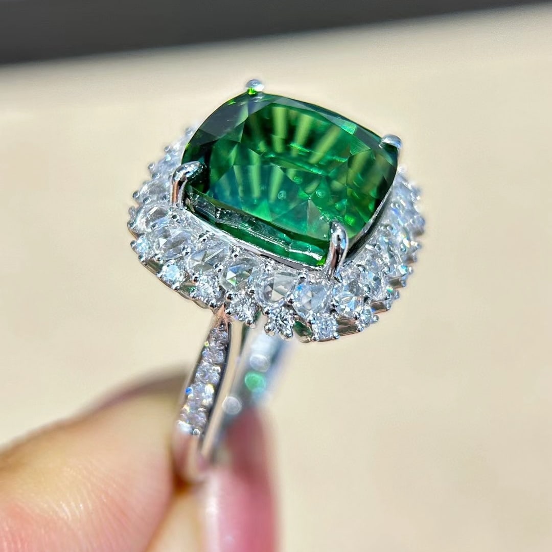 14k Gold 14.24 Ctw Natural Tourmaline & Diamond Ring - 3