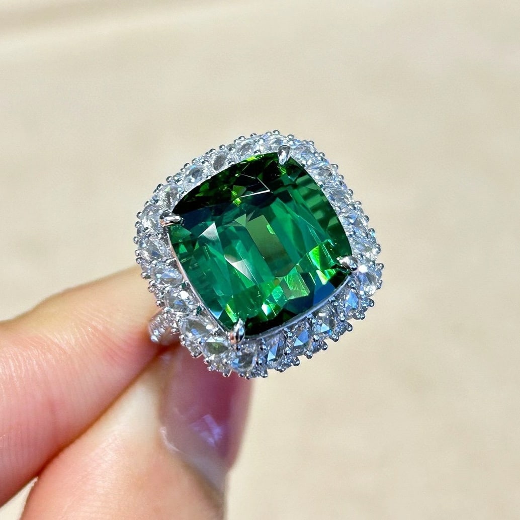 14k Gold 14.24 Ctw Natural Tourmaline & Diamond Ring - 5
