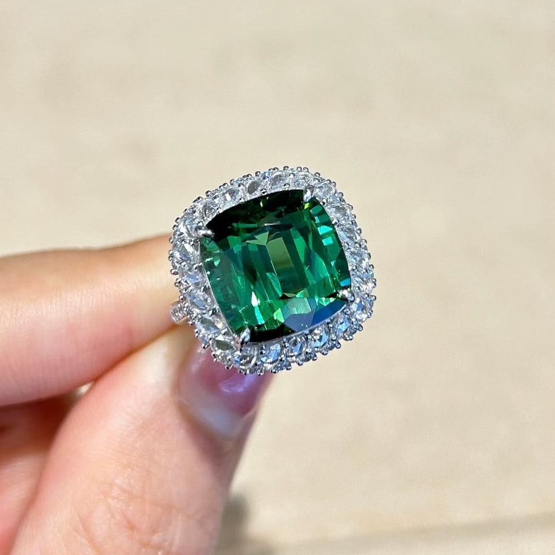 14k Gold 14.24 Ctw Natural Tourmaline & Diamond Ring - 7