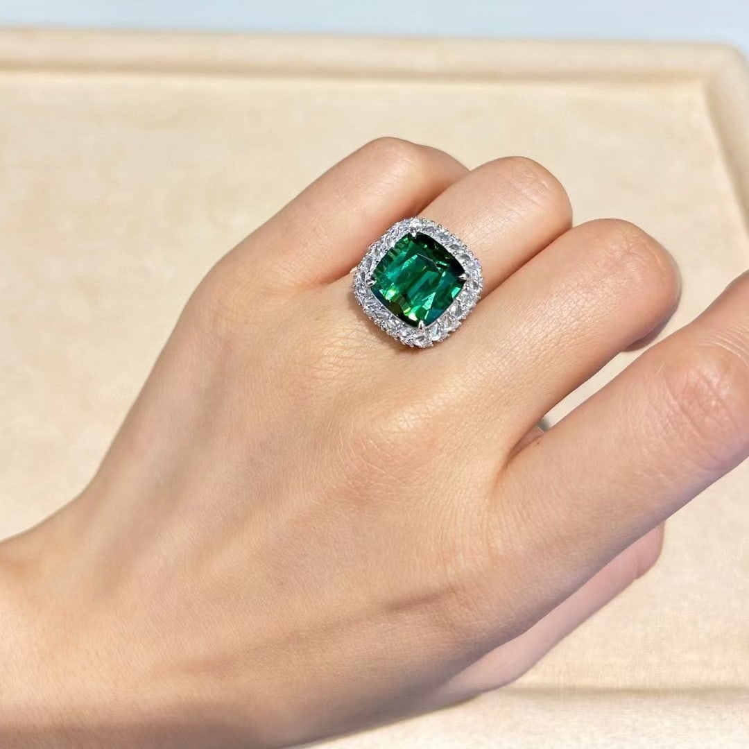 14k Gold 14.24 Ctw Natural Tourmaline & Diamond Ring - 8