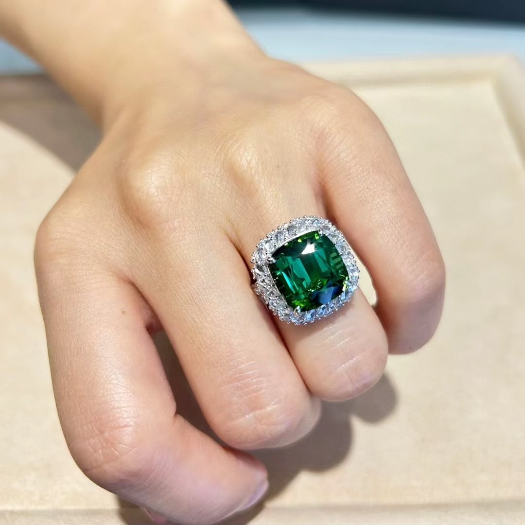 14k Gold 14.24 Ctw Natural Tourmaline & Diamond Ring - 9