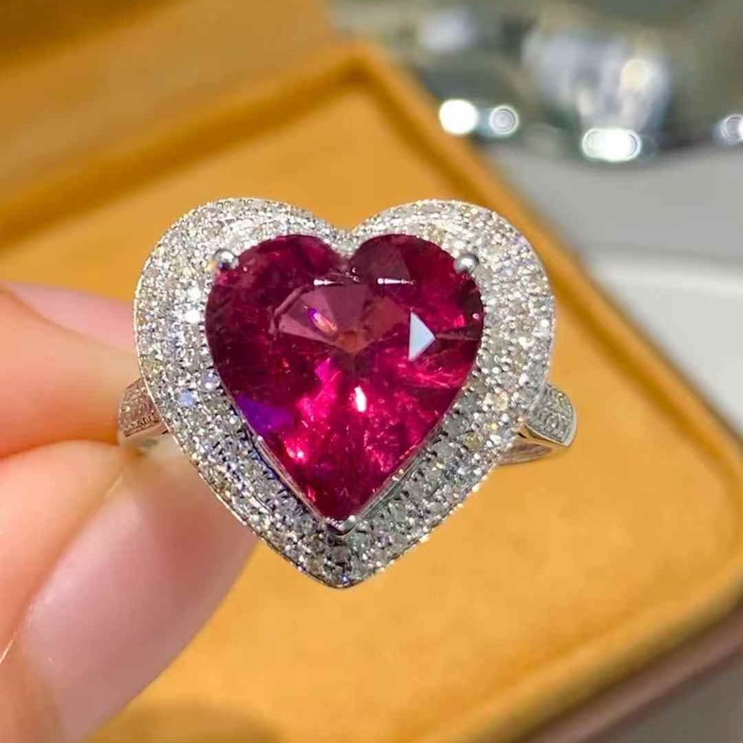 14k Gold 3.7 Ct Natural Tourmaline & Diamond Ring - 2