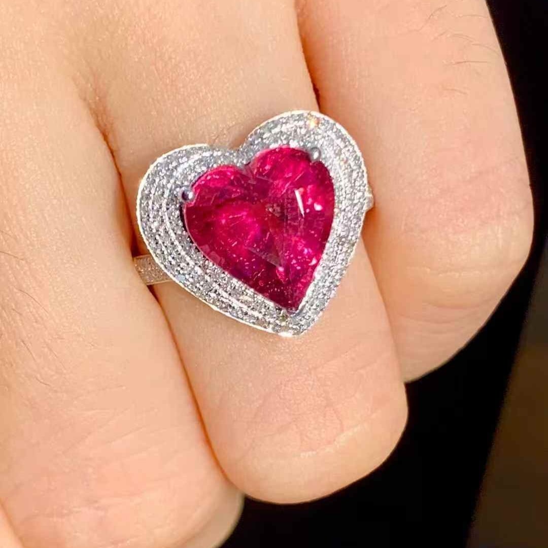 14k Gold 3.7 Ct Natural Tourmaline & Diamond Ring - 5