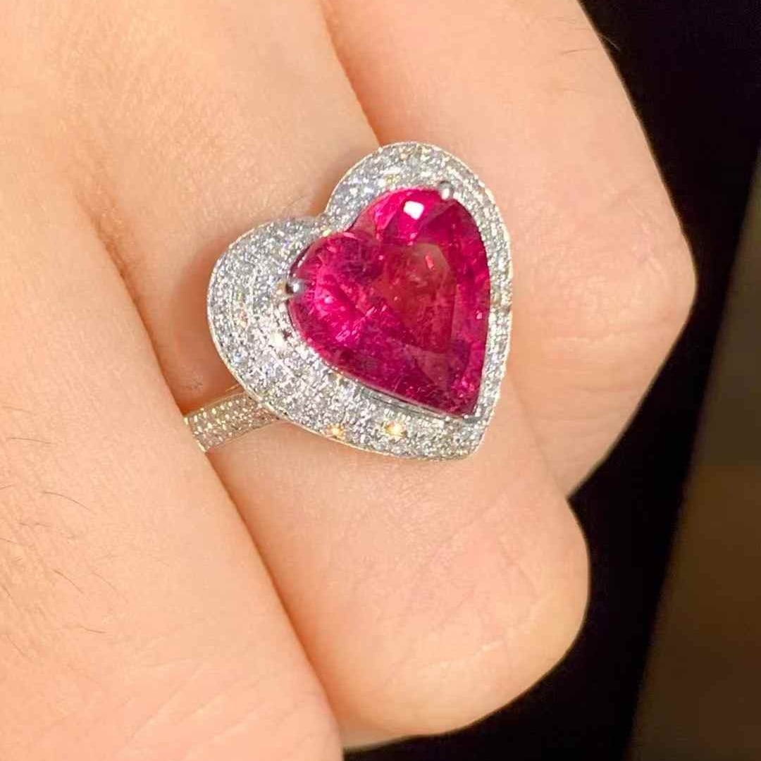 14k Gold 3.7 Ct Natural Tourmaline & Diamond Ring - 6