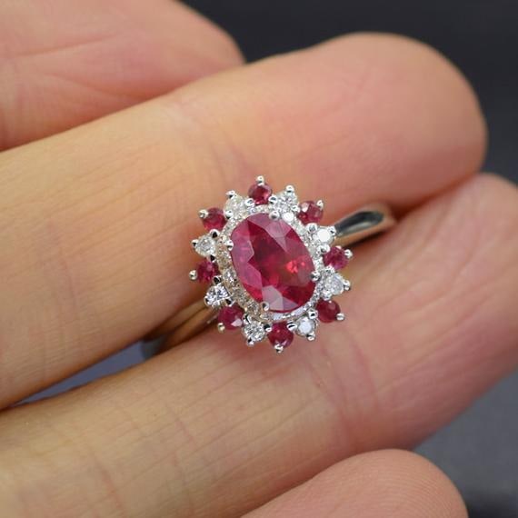 14k Gold 1.22 Ctw Natural Ruby & Diamond Ring - 3