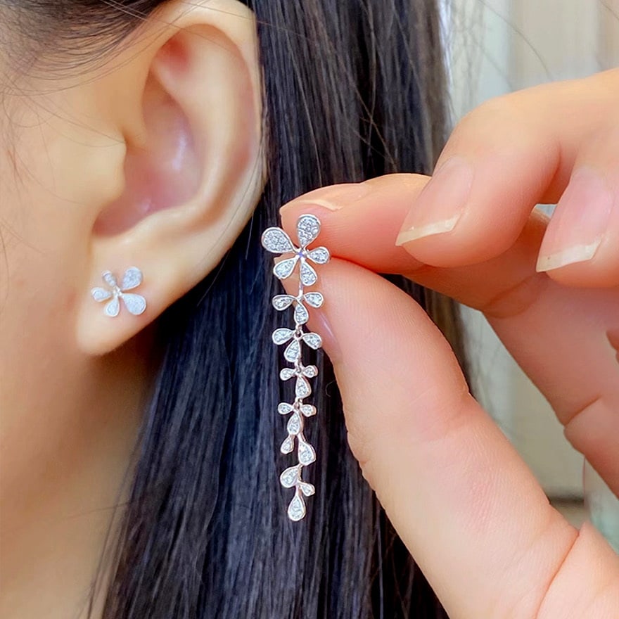 14k Gold 0.40 Ct Natural H Diamond Earrings - 5