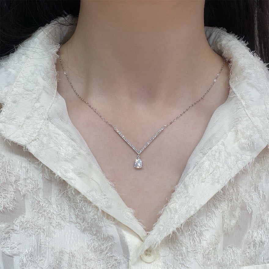14k Gold 0.65 Ct Natural H Diamond Necklace - 4