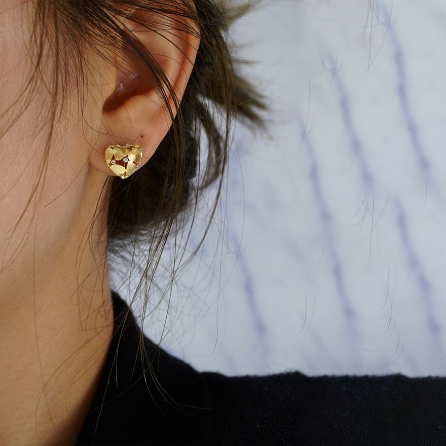 14k Gold 0.1 Ct Natural H Diamond Earrings - 3