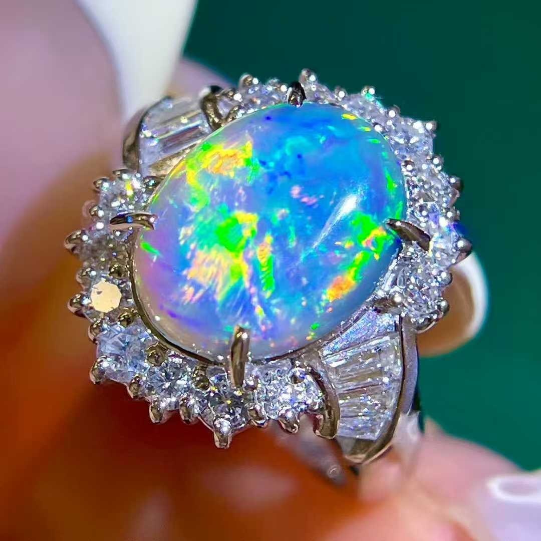 14k Gold 3.40 Ctw Natural Opal & Diamond Ring - 4