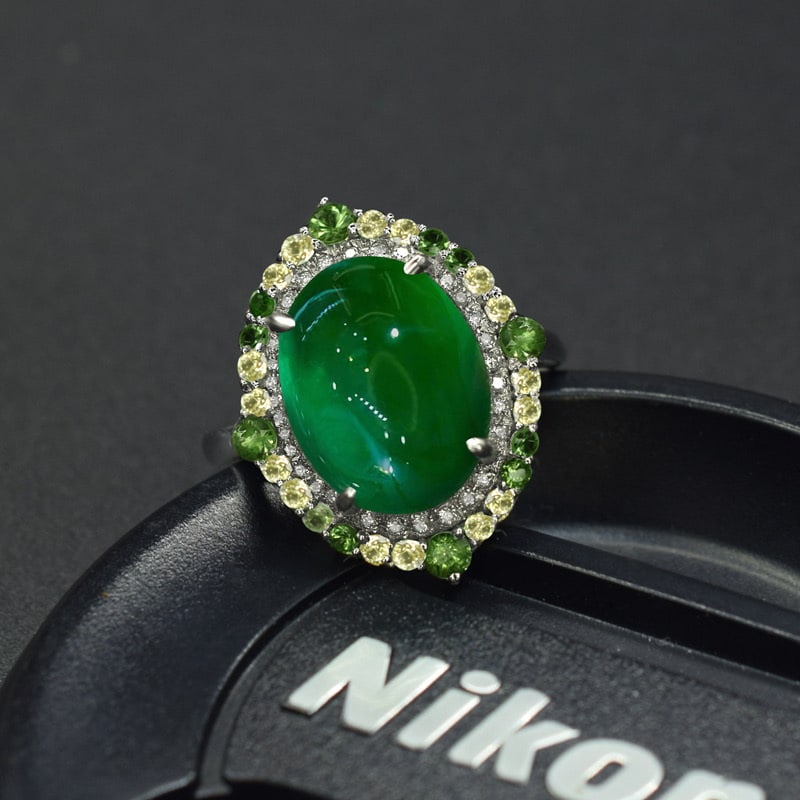 14k Gold 5.30 Ctw Natural Emerald & Diamond Ring - 2