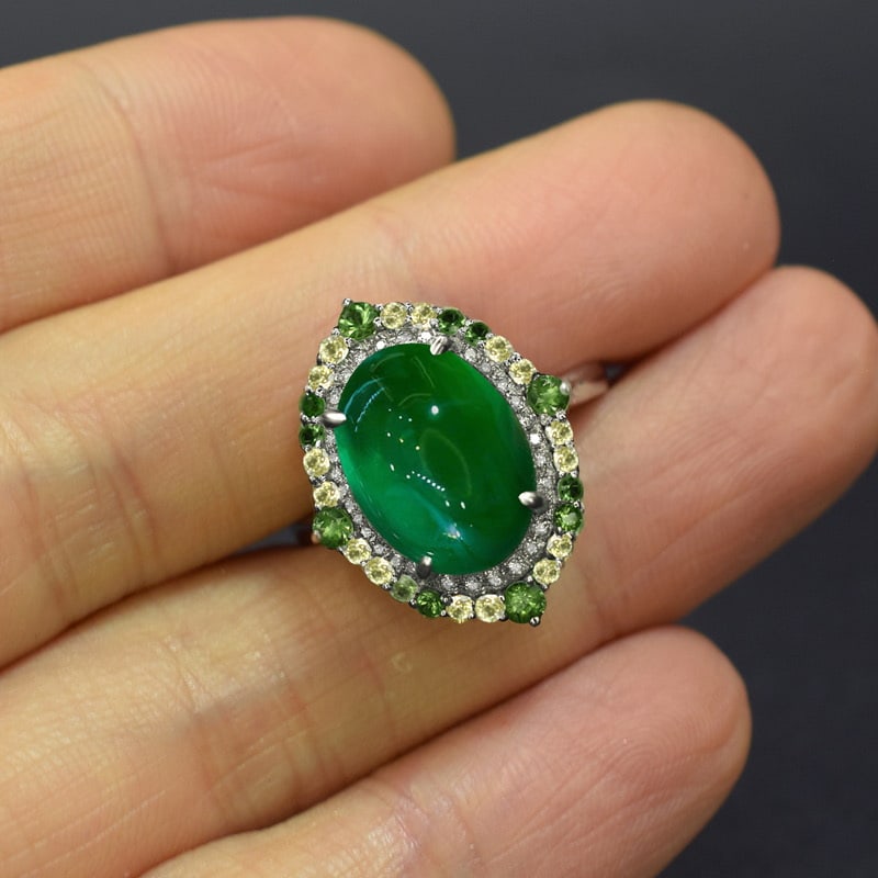 14k Gold 5.30 Ctw Natural Emerald & Diamond Ring - 3