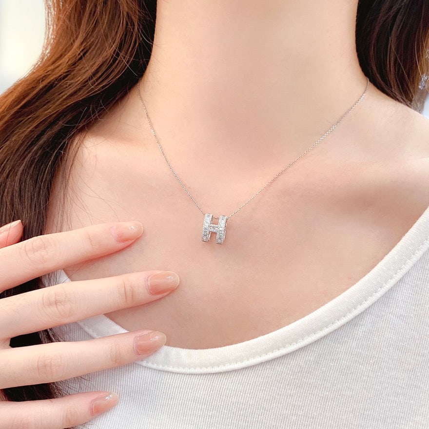 14k Gold 0.35 Ct Natural H Diamond Necklace - 2