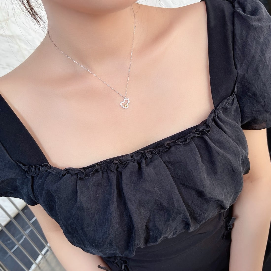 14k Gold 0.19 Ctw Natural Yellow Diamond & Diamond Necklace - 3