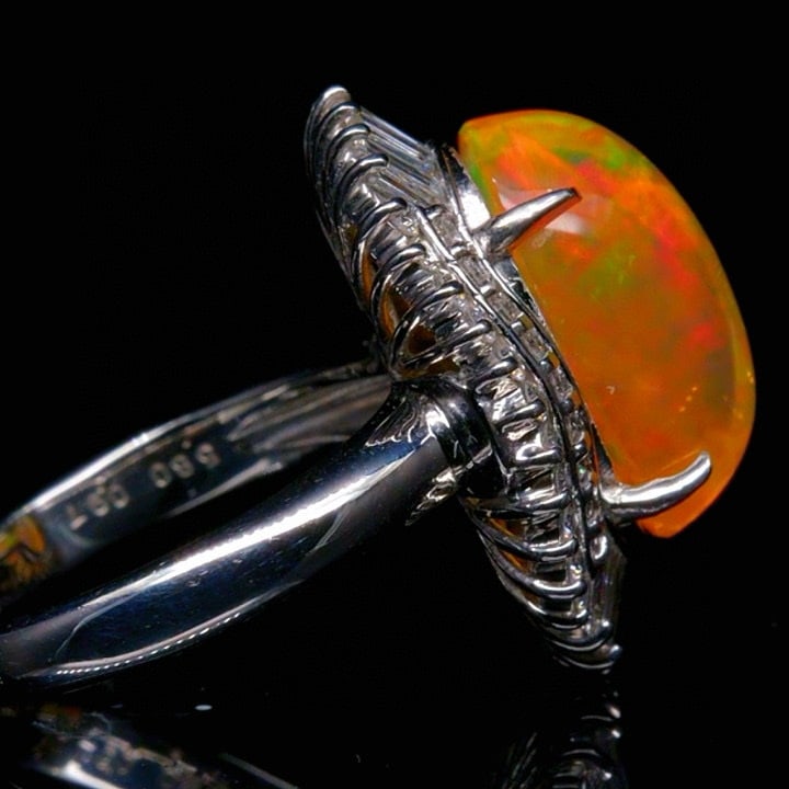 14k Gold 6.77 Ctw Natural Opal & Diamond Ring - 3