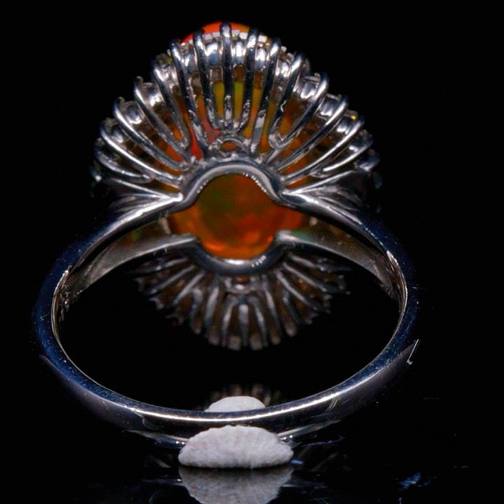 14k Gold 6.77 Ctw Natural Opal & Diamond Ring - 4