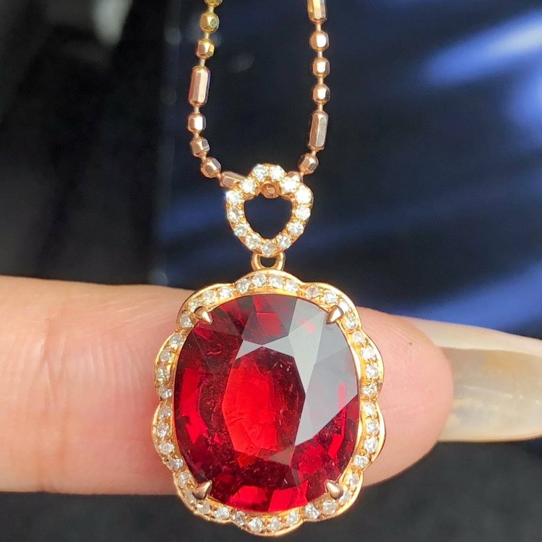 14k Gold 6.45 Ct Natural Tourmaline & Diamond Pendant( Without Chain ) - 3