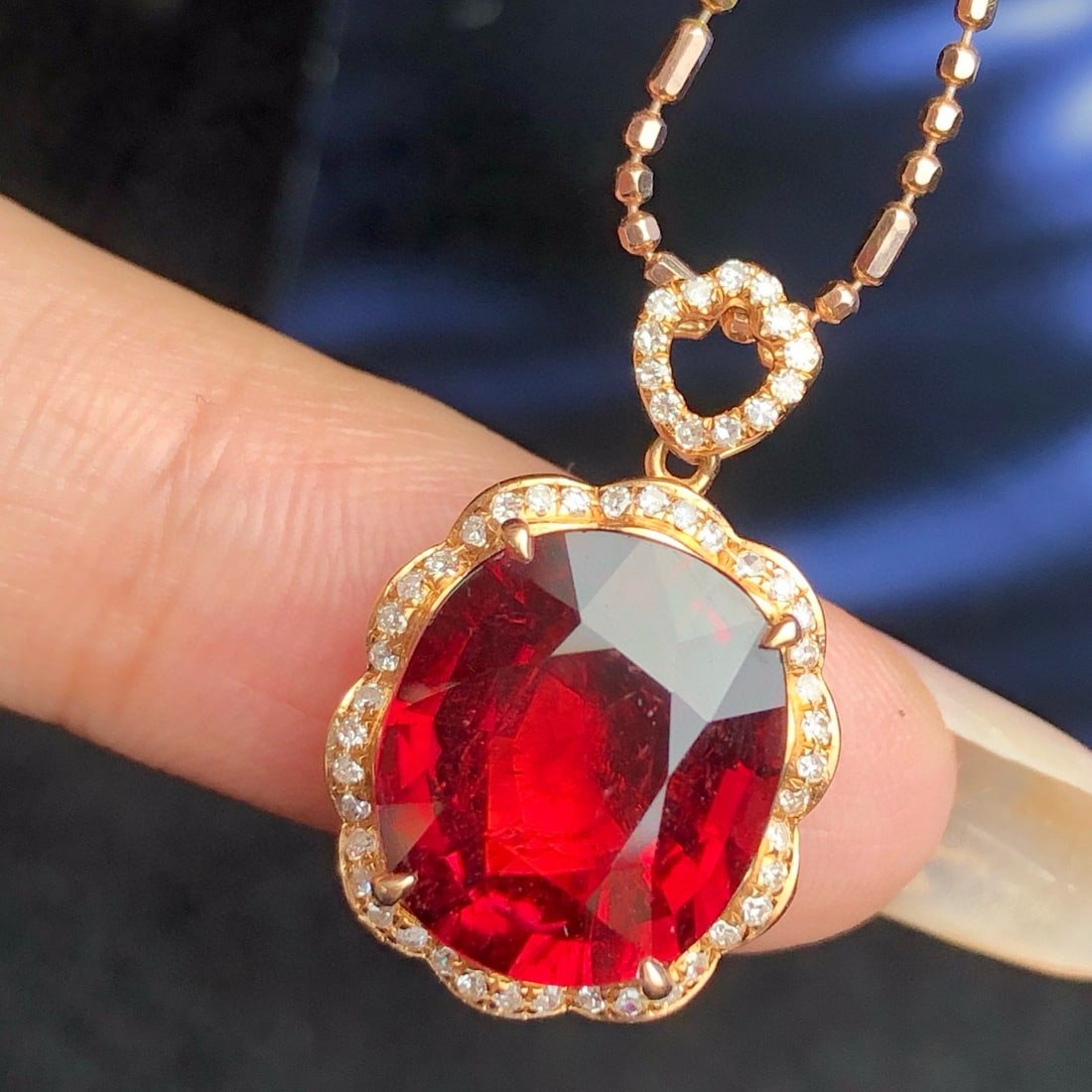 14k Gold 6.45 Ct Natural Tourmaline & Diamond Pendant( Without Chain ) - 4