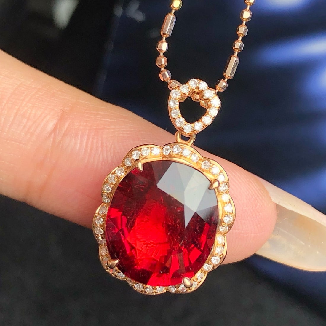 14k Gold 6.45 Ct Natural Tourmaline & Diamond Pendant( Without Chain ) - 5
