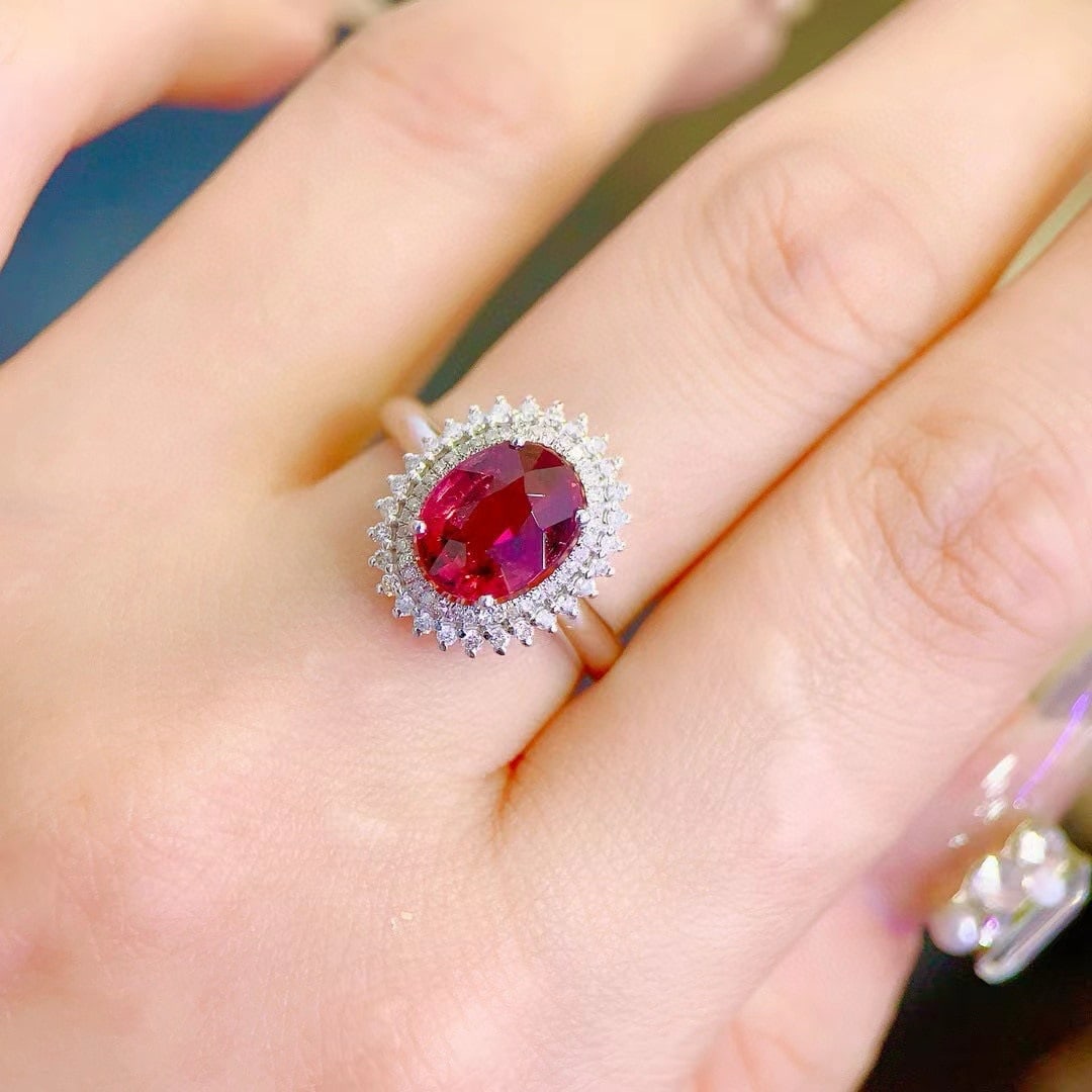 14k Gold 2.2 Ct Natural Tourmaline & Diamond Ring - 2