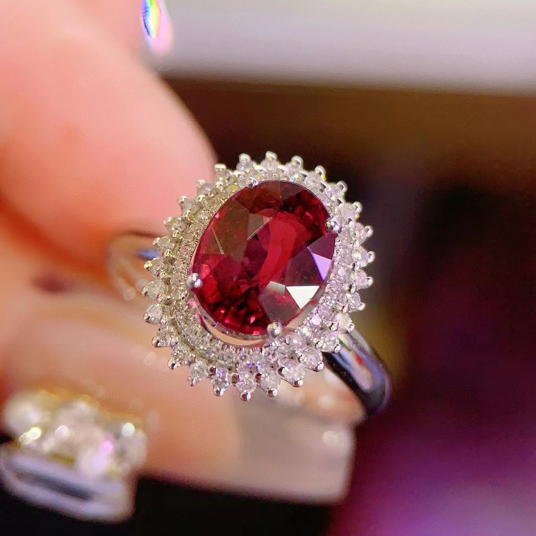 14k Gold 2.2 Ct Natural Tourmaline & Diamond Ring - 4