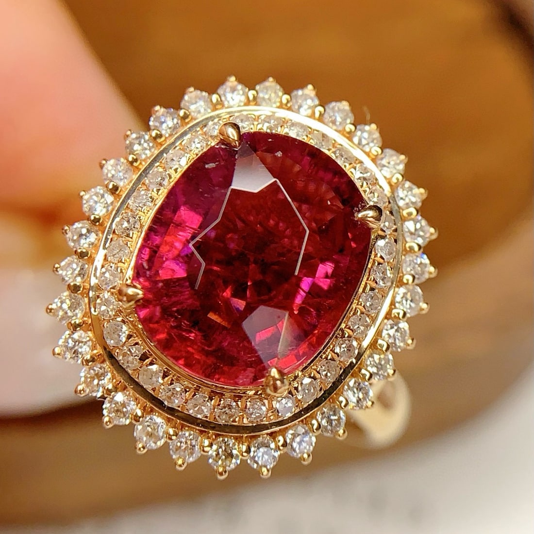 14k Gold 4 Ct Natural Tourmaline & Diamond Ring - 3
