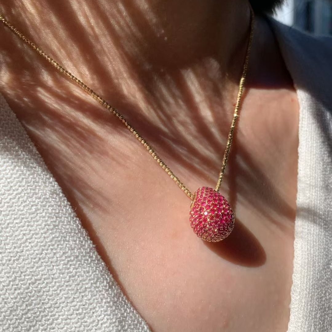 14k Gold 3.6 Ct Natural Ruby Pendant( Without Chain ) - 2