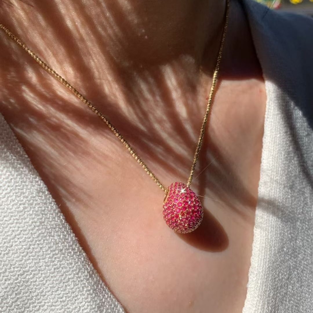 14k Gold 3.6 Ct Natural Ruby Pendant( Without Chain ) - 3