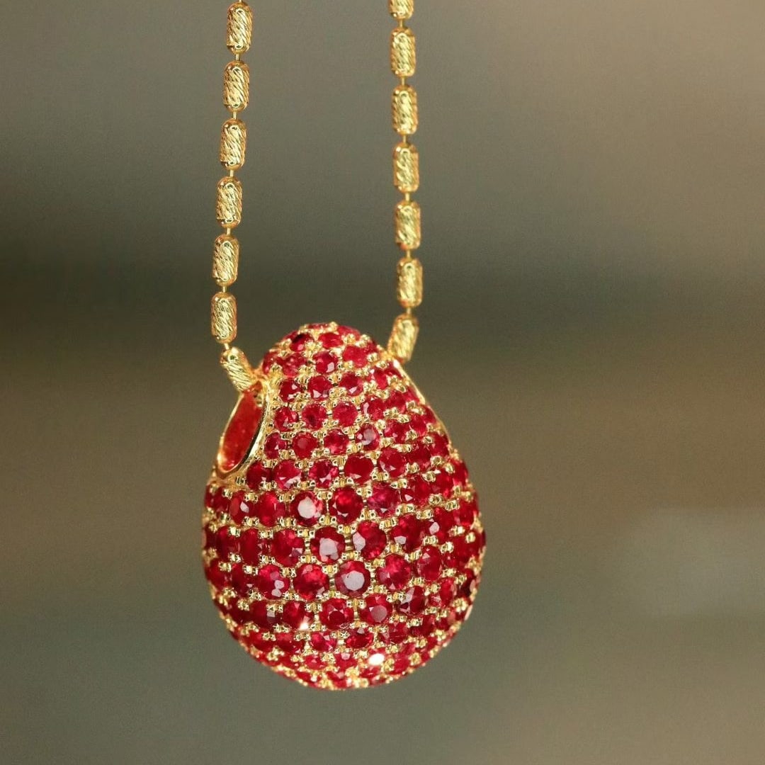 14k Gold 3.6 Ct Natural Ruby Pendant( Without Chain ) - 5